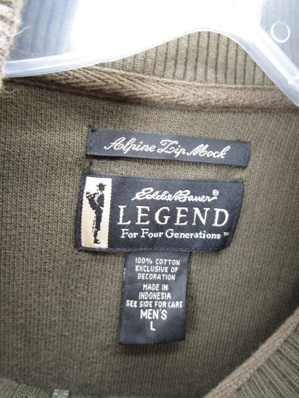 VGT Eddie Bauer Sweater Large Legend 1/4 Zip Military Elbow Patches